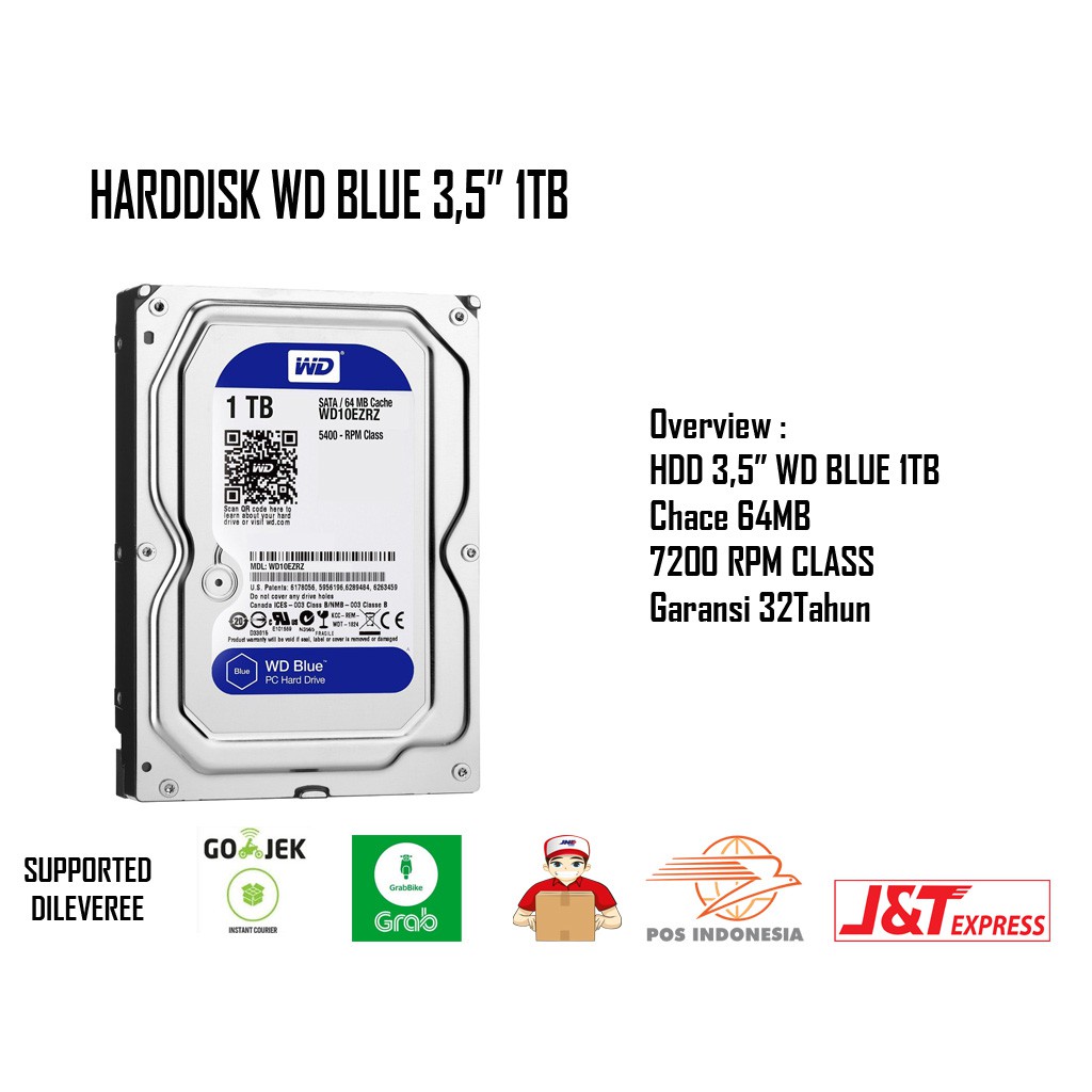 Harddisk Internal PC WD Blue 1 TB Sata3 7200Rpm