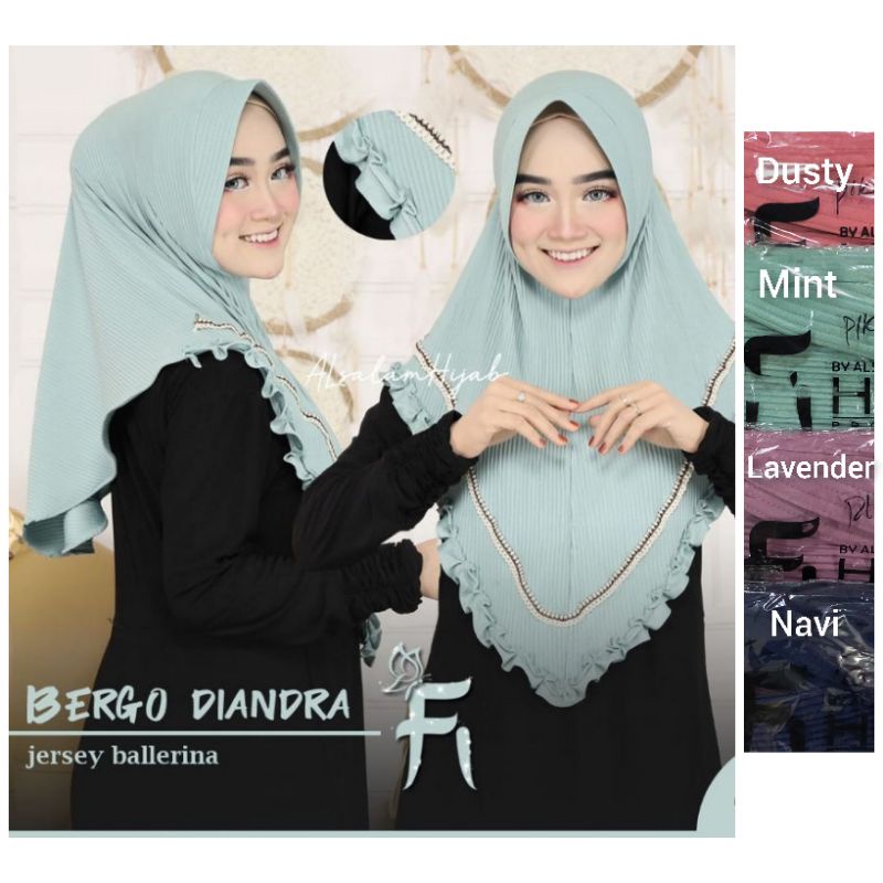 JILBAB BERGO PLISKET DIANDRA ORIGINAL FI HIJAB PICOT JERSEY