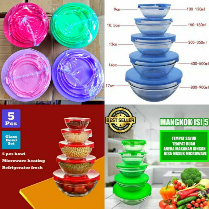 MANGKOK KACA BERANAK 5 SUSUN