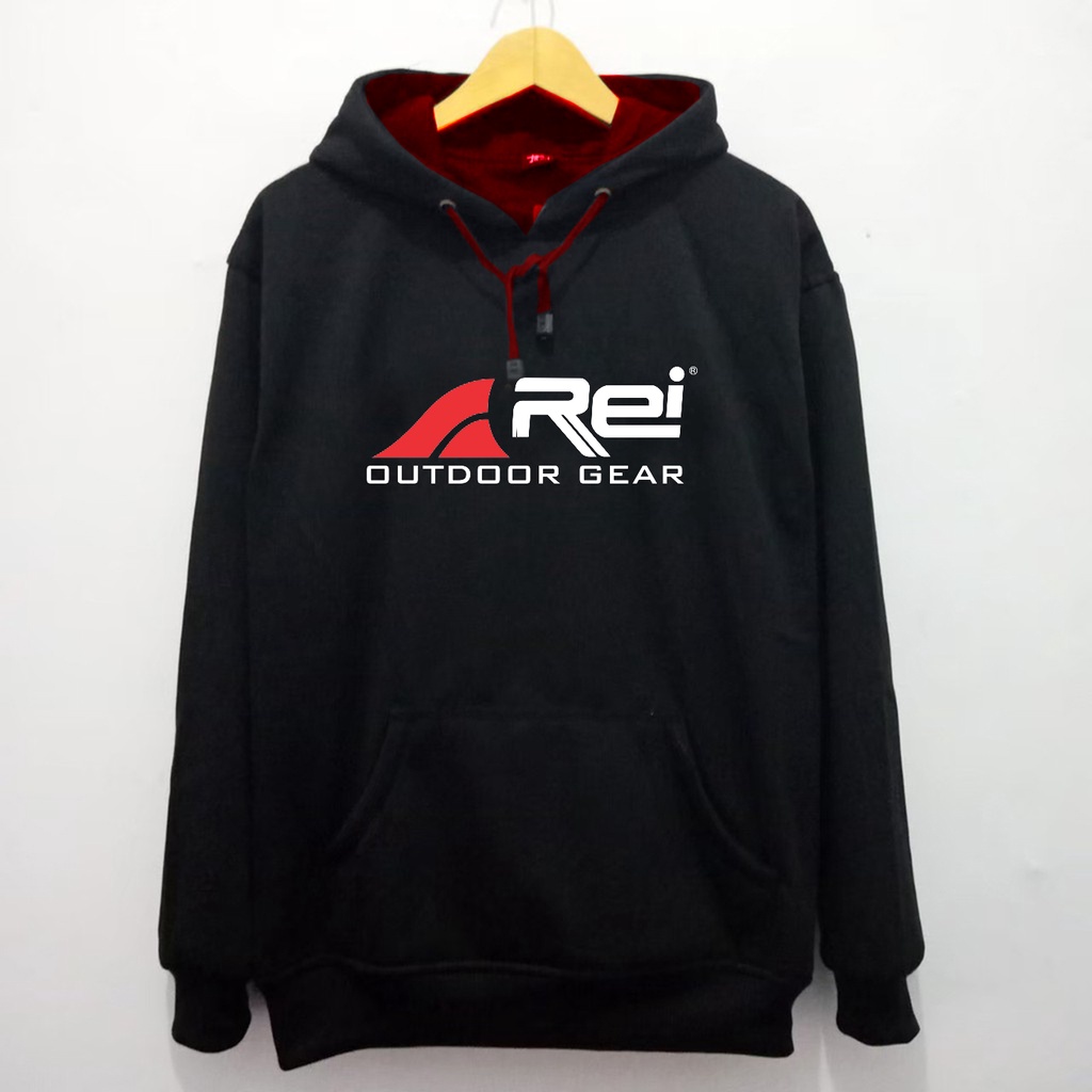 JAKET HOODIE REI OUTDOOR GEAR HITAM BIG SIZE KEREN MURAH BARU