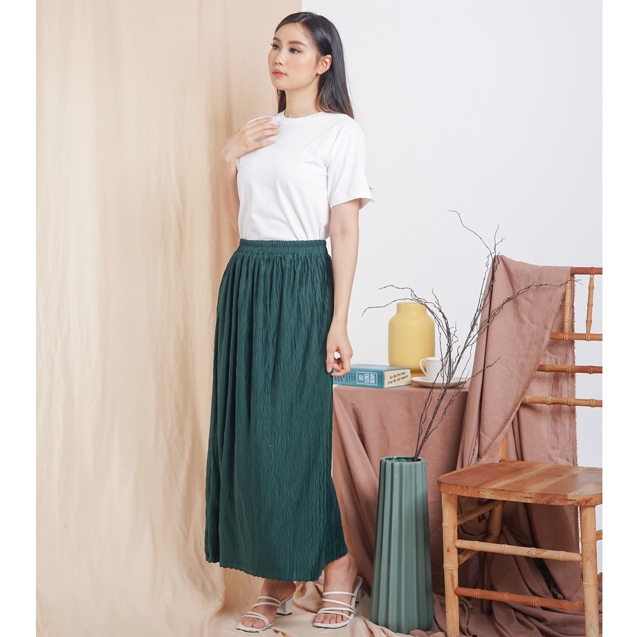 ELLA - ROK PLISKET PADI POLOS BAHAN HYGET PREMIUM