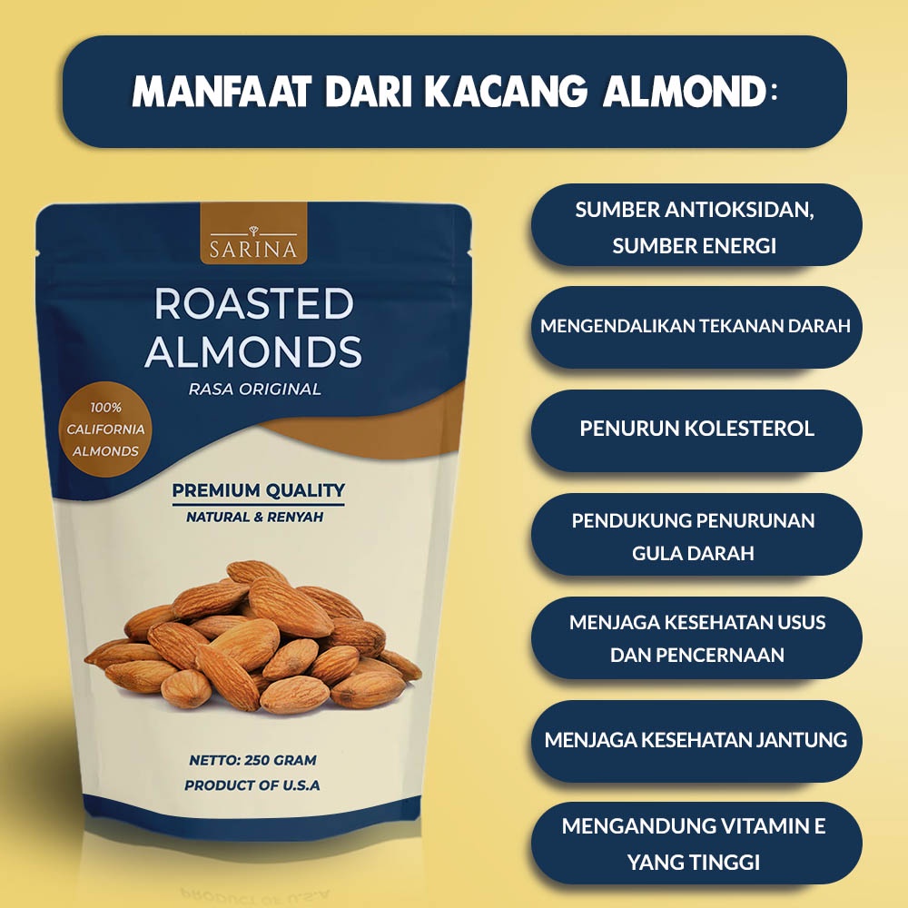 KACANG ALMOND UTUH PANGGANG ORIGINAL