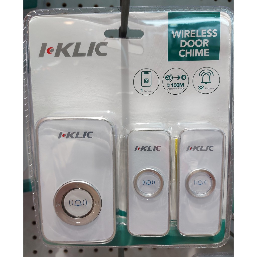 BEL PINTU 2 TRANSMITTER / I-KLICK NIRKABEL / LONCENG ELEKTRIK / WIRELLES DOORBELL TWO BUTTON