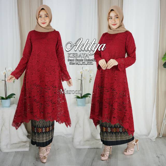 Tunik umbrella - set gamis kebaya brukat payung - kebaya modern terlaris- kebaya pesta dan kondangan