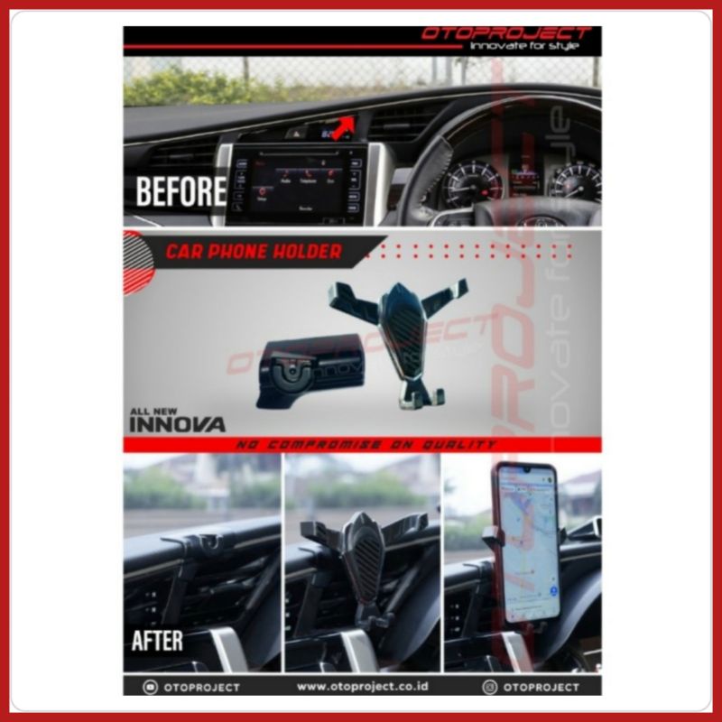 Dudukan HP / Phone Holder Otoproject Avanza 2012 ON, Innova Reborn 2016 ON, Fortuner 2016 ON