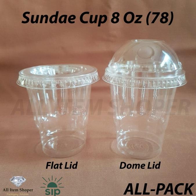 <<<<<] Sundae Cup 8 Oz / Ice Cream Cup + Lid @50 Pcs PET SIP 78