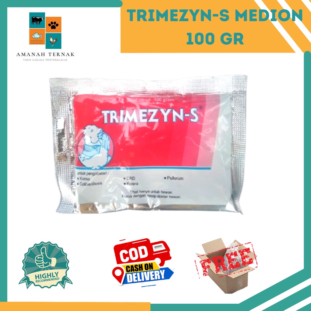 Trimezyn -S 100 gr medion - Obat Korisa Koli Kolera Pullorum Ayam Unggas Burung