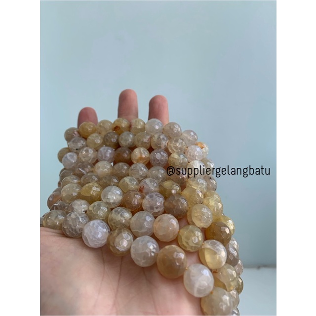 bahan soft yellow agate cutting 10mm natural corak akik alam faceted