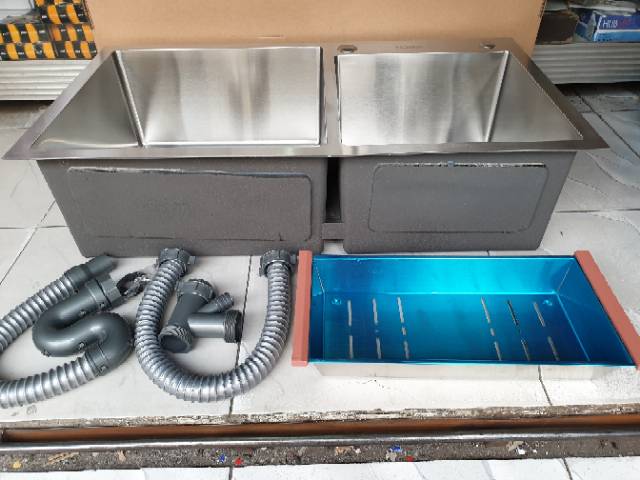 Bak cuci piring 2 lubang stainless SUS304