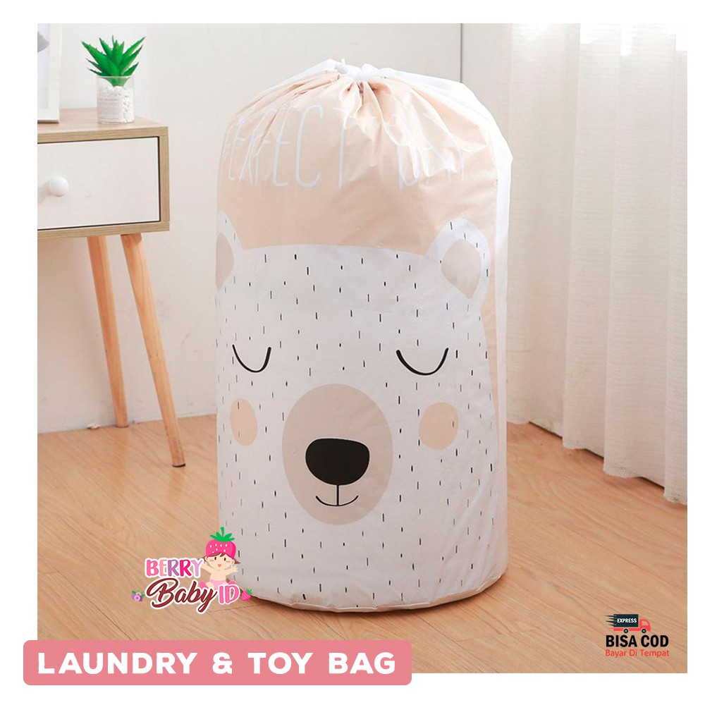 YooBerry Laundry &amp; Toy Bag Keranjang Lipat Penyimpanan Pakaian Mainan Quilt Bag Berry Mart