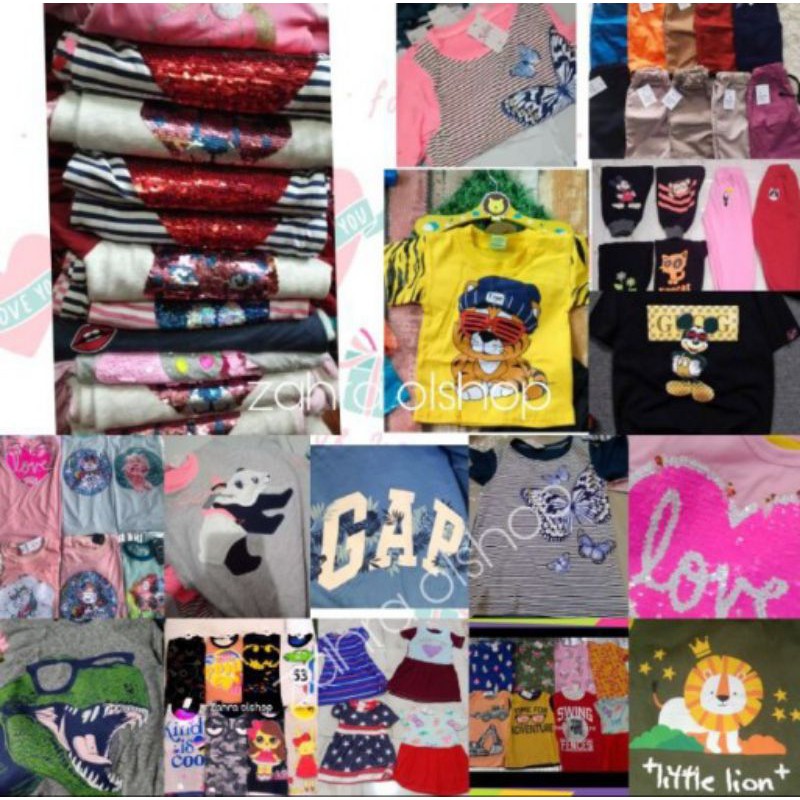 PAKET Corona 3 pcs Baju Anak EX GARMENT CMT SUPER MURAH 2 baju 1 celana