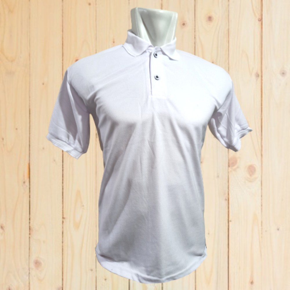 Baju Polo Kera Putih Pria/Wanita Lengan Pendek