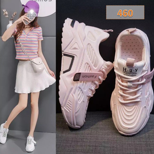 Sepatu Wanita Sneakers Lopast Jinto Fashion Korea Sole 4cm - 460