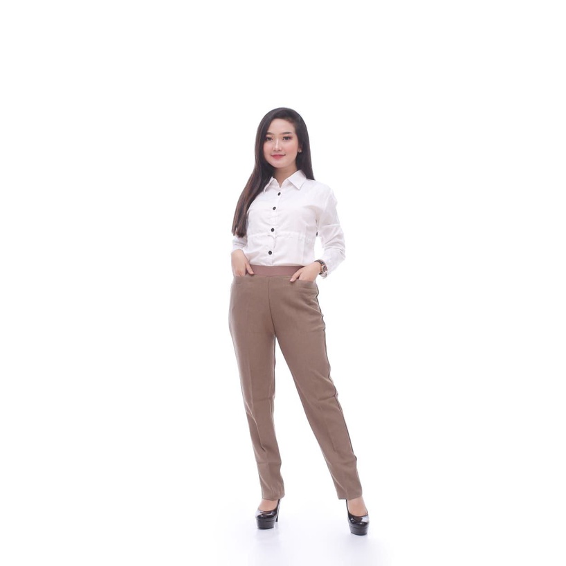 CELANA FORMAL WANITA HIGHWAIST PINGGANG KARET