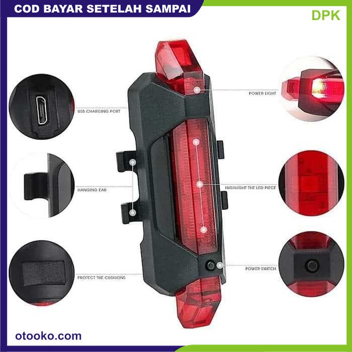 Lampu Belakang Sepeda LED Tail Light Rechargeable Micro USB BS216