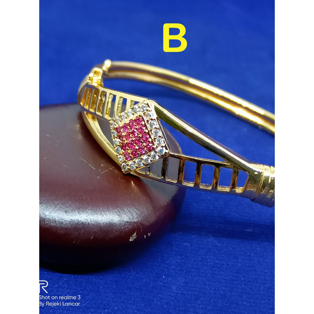 GELANG BANGKOK PERMATA ZIRKON LAPIS EMAS 18K