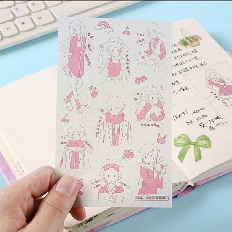 

Cute Girl Character Washi Sticker - 4 Warna Pilihan untuk Journal Bujo // Dimino