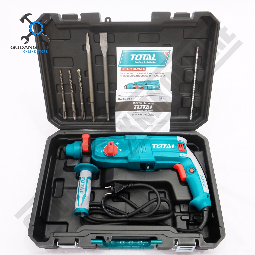 Rotary Hammer 26mm TOTAL TH308268 / Mesin Bor Bobok Beton SDS Plus TH 308268 TOTAL