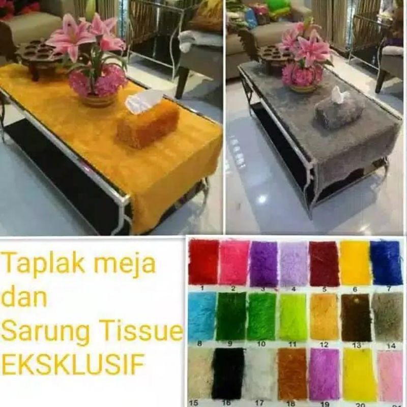 BGB Sepaket Taplak meja Bulu PREMIUM RASFUR KARINDO