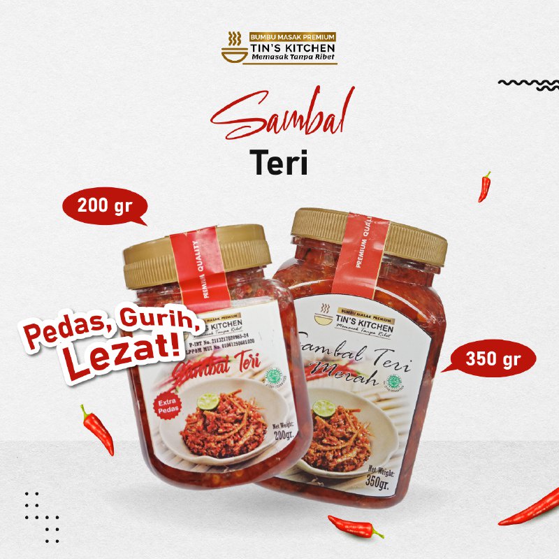 

Sambal Teri 200 Gr Sambal Teri Extra Pedas Sambal Teri Botol Sambal Teri Premium Sambal Teri Online Sambal Teri Original Sambal Teri Tempe, Kacang, Kecombrang, Pete, Cumi