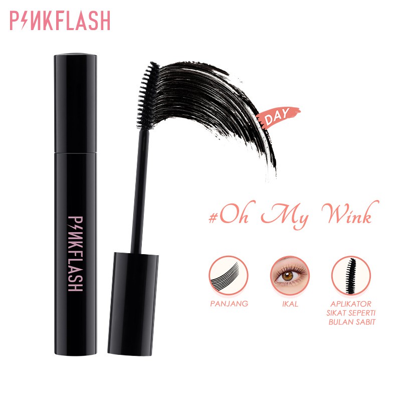 PINKFLASH Day Lengthening Waterproof Fiber filled  Mascara Black