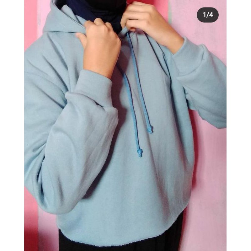 Baby Blue Crop Hoodie