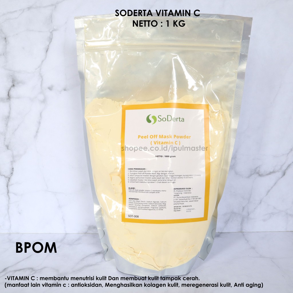 Soderta Peel Off Mask 500 g Masker Klinik Bubuk Rubber Jelly BPOM