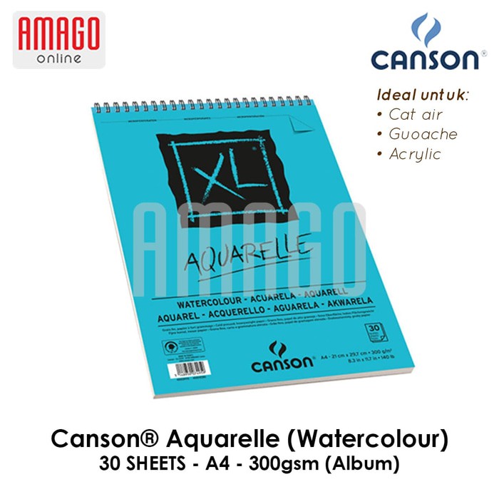 CANSON XL Aquarelle - Watercolor Paper - 30 sheets - A4 - 300G (Album) - 400039170