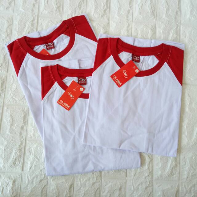 kaos ragelan PUTIH-MERAH lengan 3/4 uk M L XL XXL