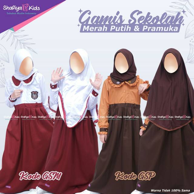 READY Gamis Sekolah Anak SD/ Gamis Anak SD / Gamis Seragam Merah Putih & Pramuka by Shafiya Kids