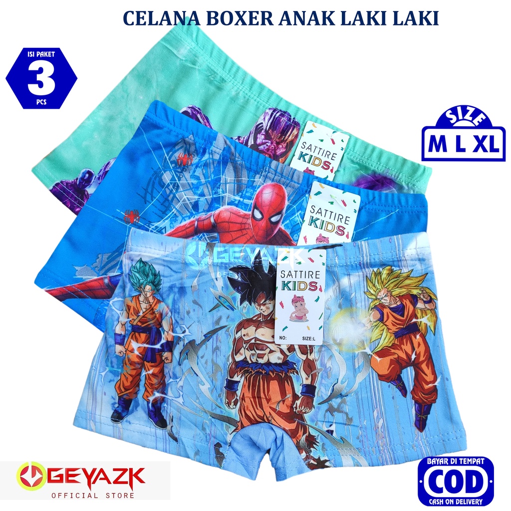 3 Pcs Boxer Anak Cowok Celana Dalam Anak Laki