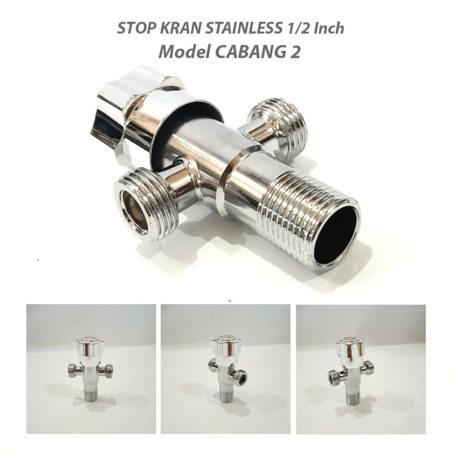 Stop Kran Shower TEE Minimalis bulat murah 002x-Kran cabang T closet kloset sower double stainless Shower Toilet /G66