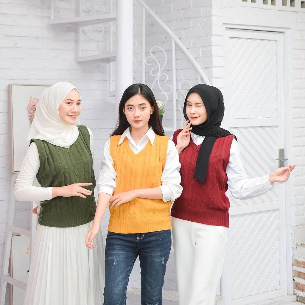 Nara Grosir - Cable Ling Vest  | Fashion Terkini | Sweater Termurah