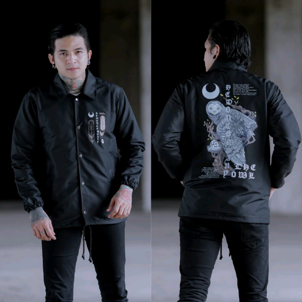 JAKET PRIA - JAKET COACH SALVIO HEXIA - JAKET WINDBREAKER - JAKET PARASUT PRIA - JAKET PARASUT - JAKET COACH ORIGINAL - JAKET COACH ANAK - JAKET COACH PRIA - JAKET COACH WANITA -  JACKET PRIA - JAKET CASUAL - JAKET MOTOR -  JAKET COWOK - JAKET COWO-Hitam Owl