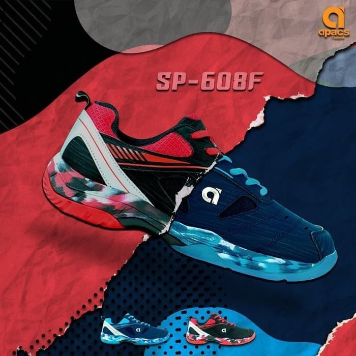 SEPATU APACS SP 608F SP-608F SEPATU BADMINTON ORIGINAL - NAVY BLUE 39