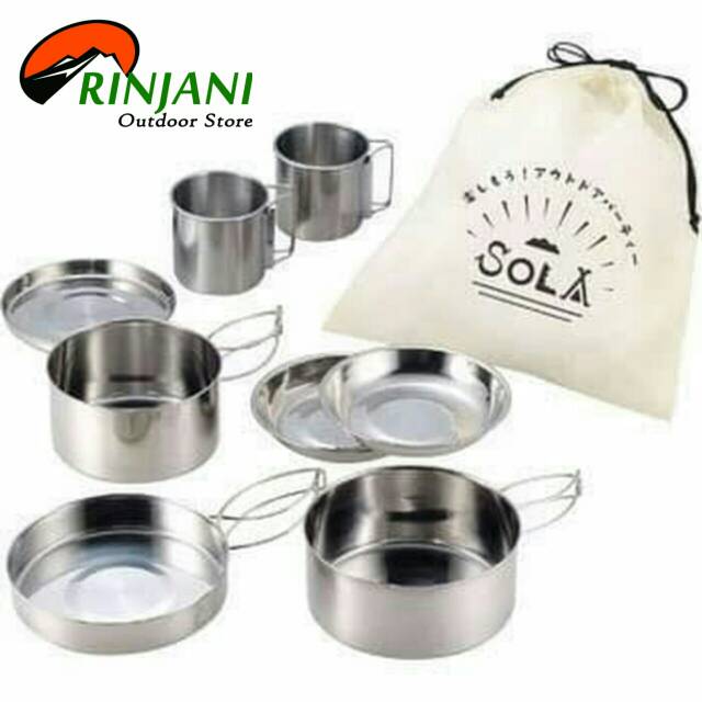 Camel Camping pan set - Cooking set - Alat Masak Camping - Camping Pan 8 Ser