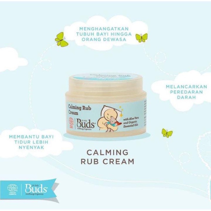 Buds Calming Rub Cream Jar &amp; Tube 30 ml &amp; 50 ml Buds Organic Calming Rub Cream