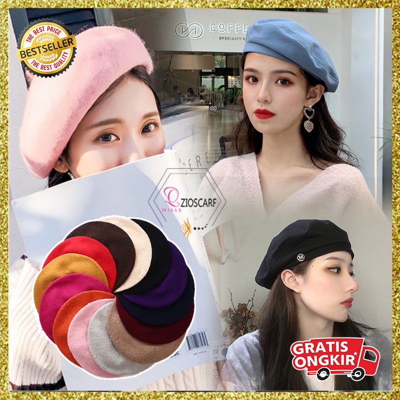 TOPI BARET SELEBGRAM  KUPLUK BARET Hat Topi Fashion Korea WINTER PELUKIS DINGIN (1KG=20PCS) ZB