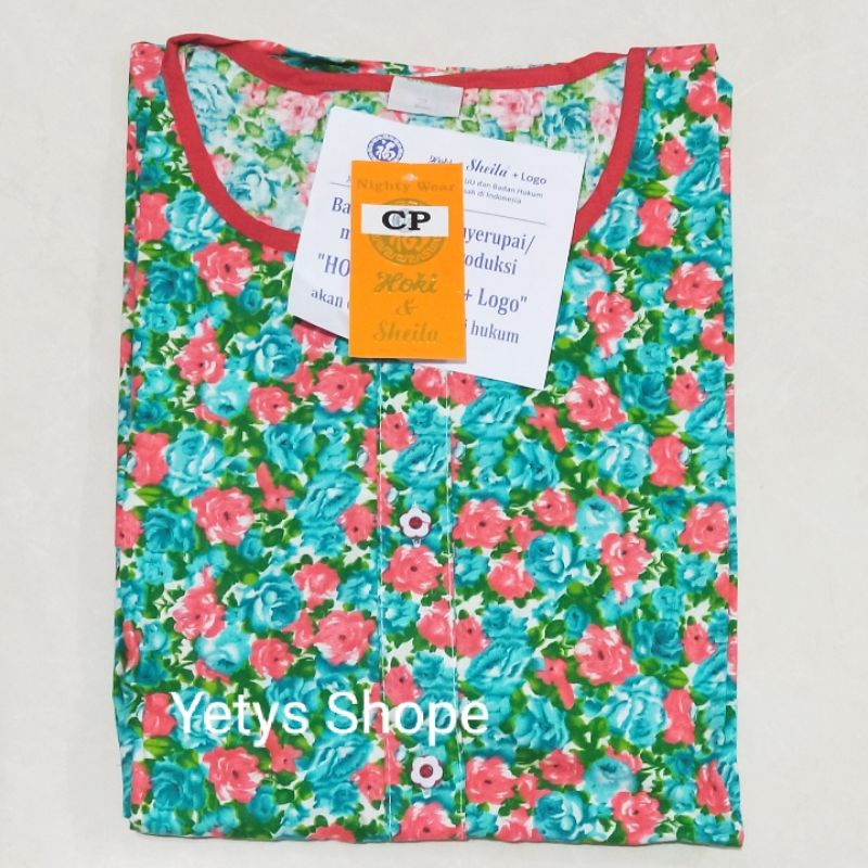 CP Full Kancing Hoki&Sheila LD110 Baju Tidur Piyama Standart [Part 1]-XA Flower Hijau