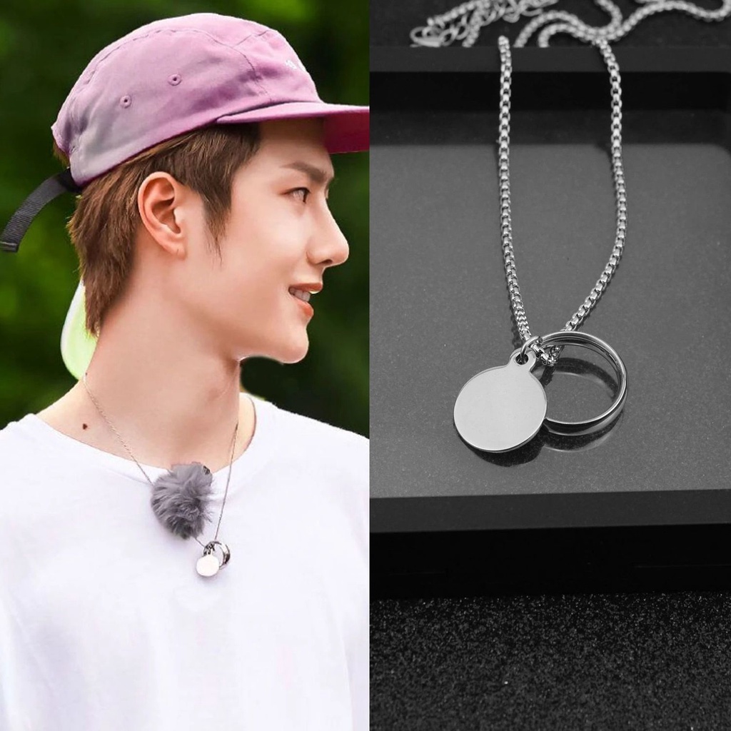 Gaya yang sama seperti Wang Yibo In style titanium steel tidak memudar kalung pria dan wanita hip ho