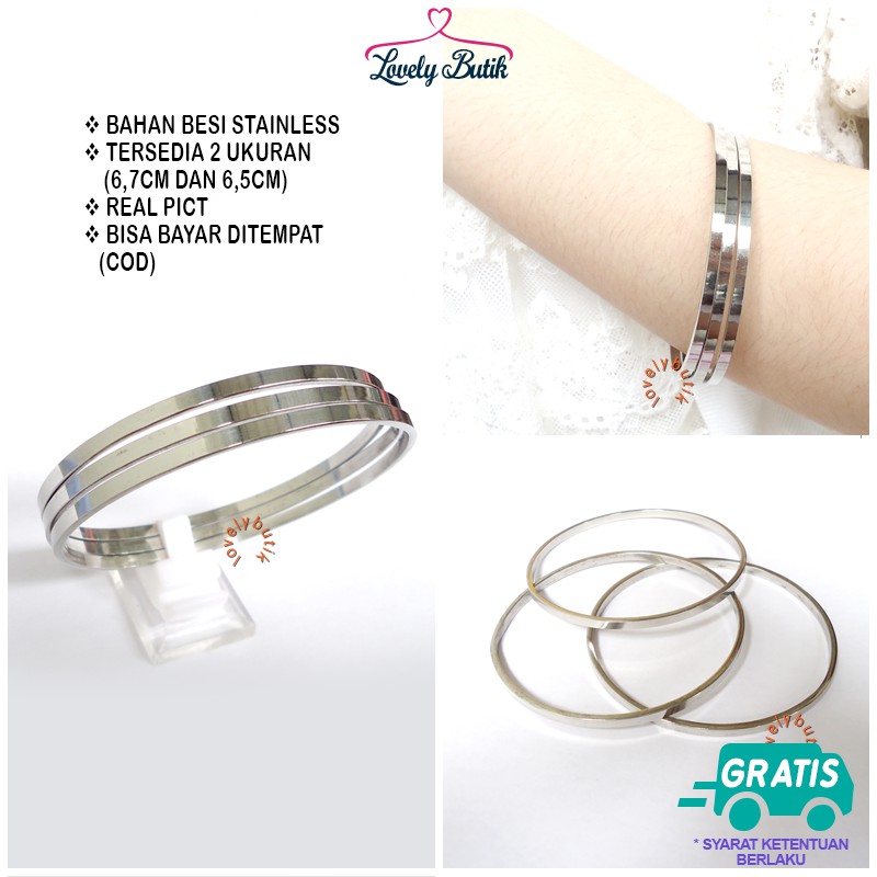 Lovelybutik Gelang Keroncong Anti Karat / Tali4 Gelang Keroncong isi 3 Gelang Tangan Wanita