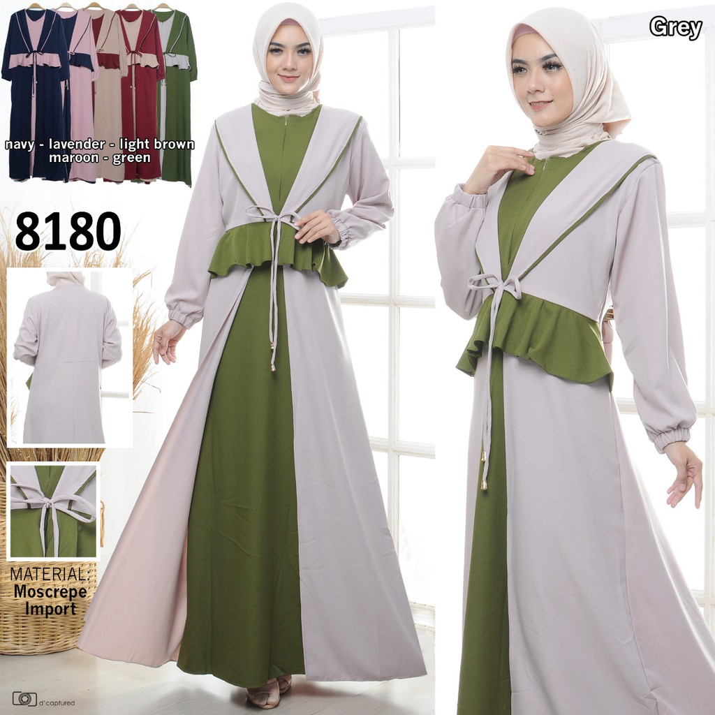 Gamis Terbaru Model Polos Kombinasi GB-8180