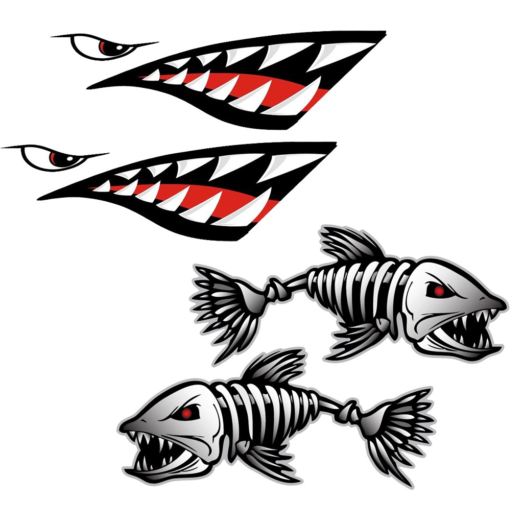 2pcs Stiker Mulut Ikan Hiu Dengan 2pcs Stiker Untuk Kayak Shopee