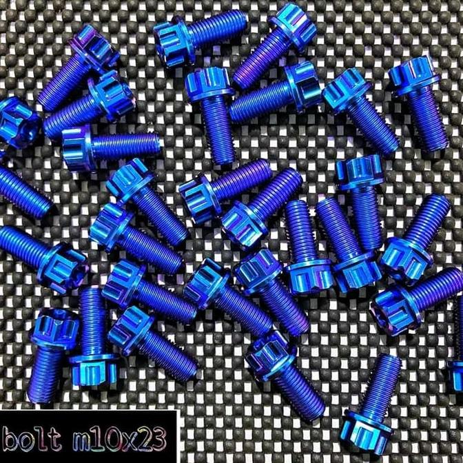 BAUT TITANIUM M10X23 DRAT 14 PANJANG 23mm DRAT KASAR