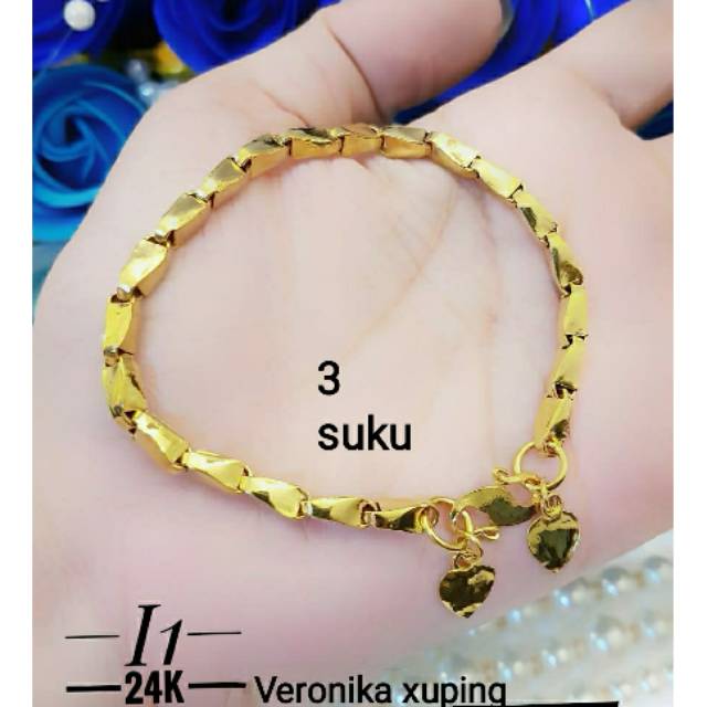 Gelang padi lapis emas 24k asli emas muda