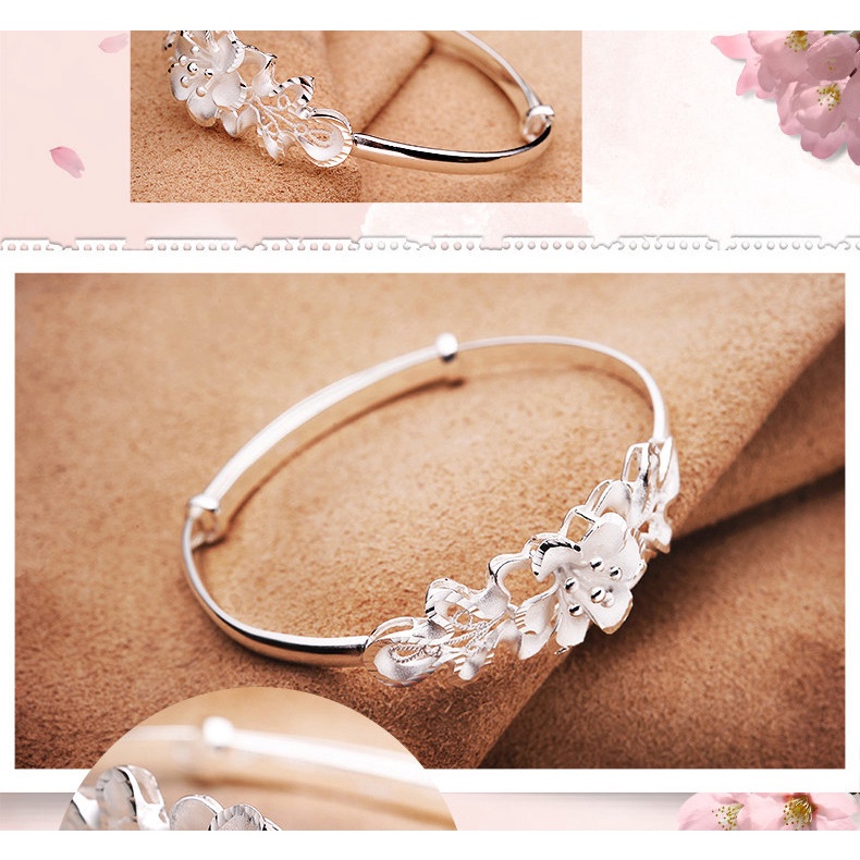 Gelang Adjustable Desain Bunga Bauhinia Bahan Stainless Untuk Wanita