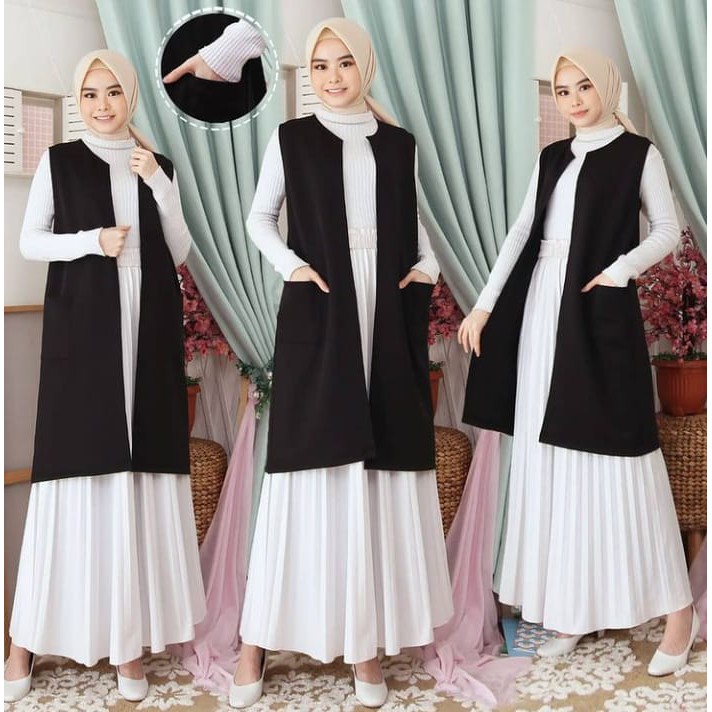 Ns FC Najibah Gamis Syar'i asdf /alfazza store/ odiva cardy scuba premium/ long cardi outer ATASAN