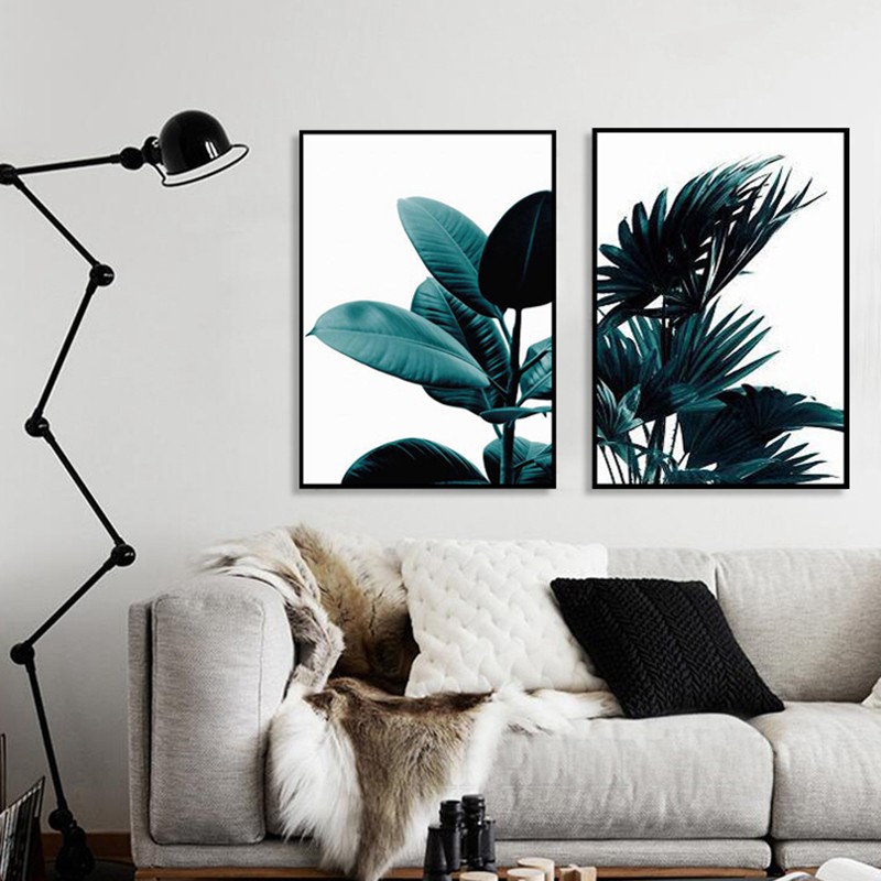 2pcs Set Creative Green Plant Canvas Print Poster Pictures Painting Wall Art Shopee Indonesia