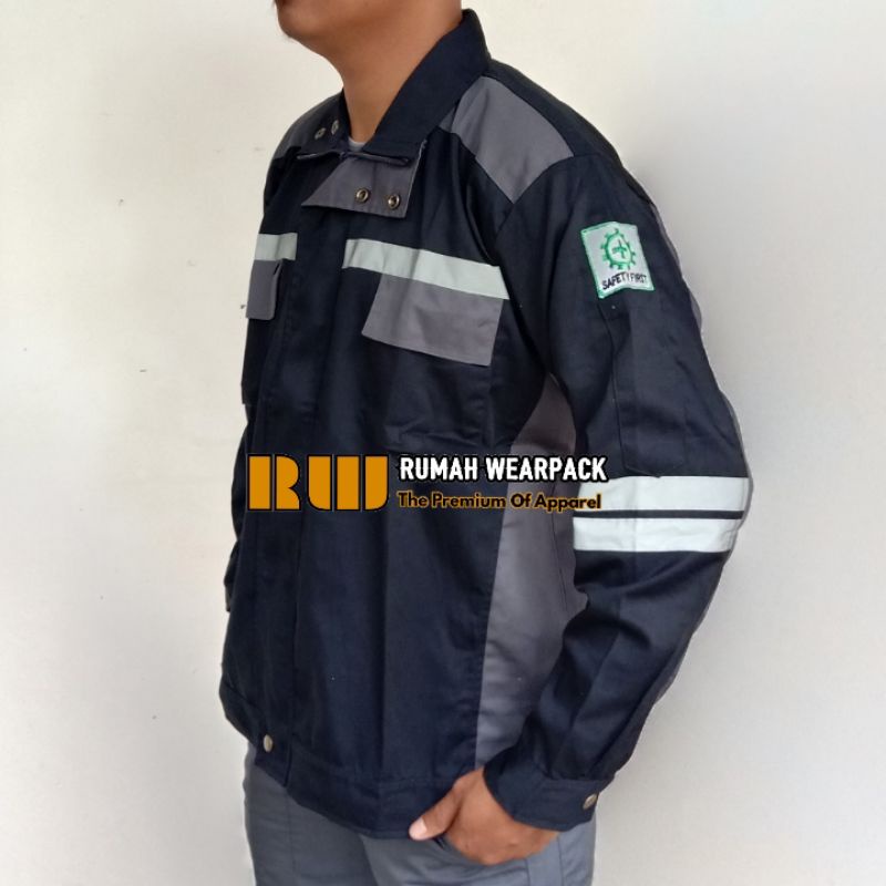 Semi Jacket Safety Baju Safety Wearpack Jaket Safety Atasan Navy Abu Tua