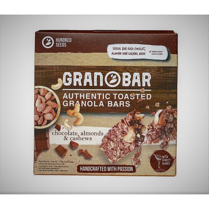 

GRANOBAR AUTHENTIC TOASTED GRANOLA BARS CHOCOLATE, ALMOND & CASHEWS 175 GR